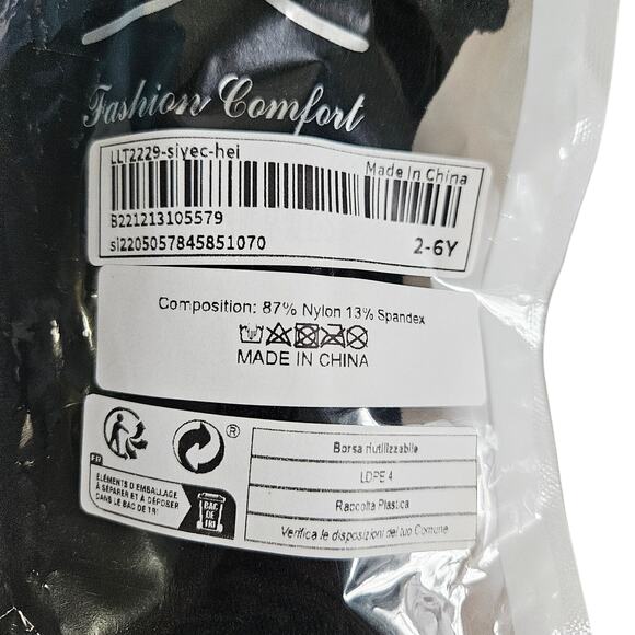 Fashion Comfort Legging Tights Little Girls Size 2-6Y Set Of 2 Black Ivory NWT - Picture 4 of 6